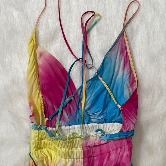 Tie-Dye Romper Colorful Jumpsuit w/ Open Back - Picture 4 of 13